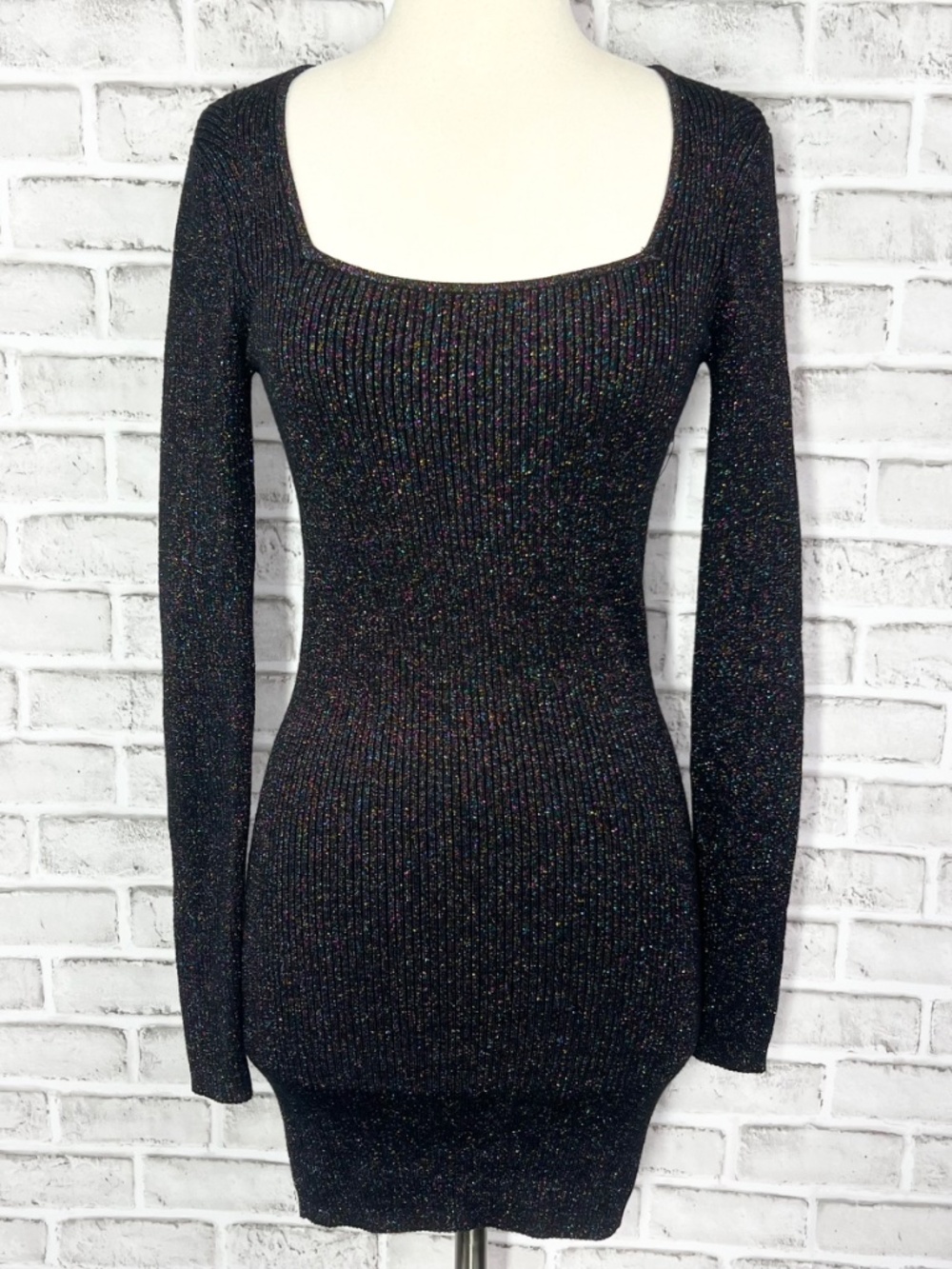 |•EXPRESS•| Multicolor Glitter Knit Dress Square Neck Size Small